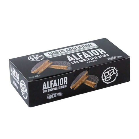 Caja de 6uds de alfajores de chocolate y dulce de leche de la marca Gusto Argentino