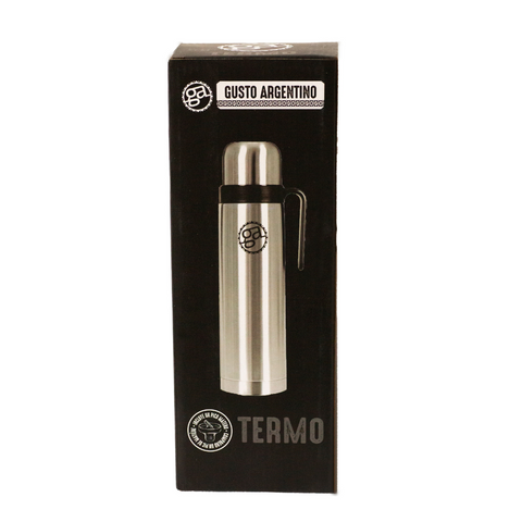 Termo 1lt con Pico Matero Aluminio - Gusto Argentino en caja