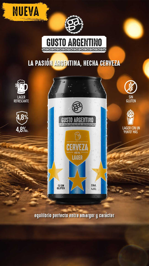 Cerveza Gusto Argentino Lager Lata 33cl