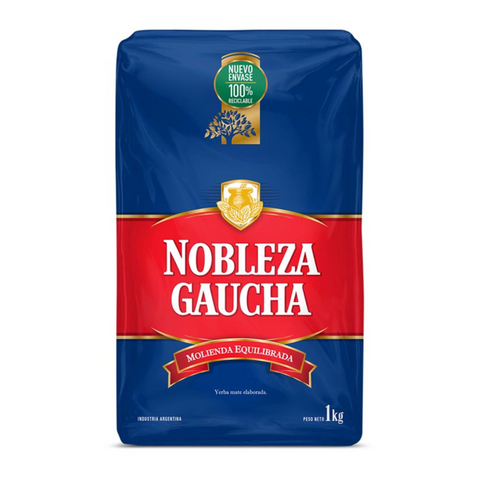 Paquete de 1kg de yerba mate tradicional marca Nobleza Gaucha